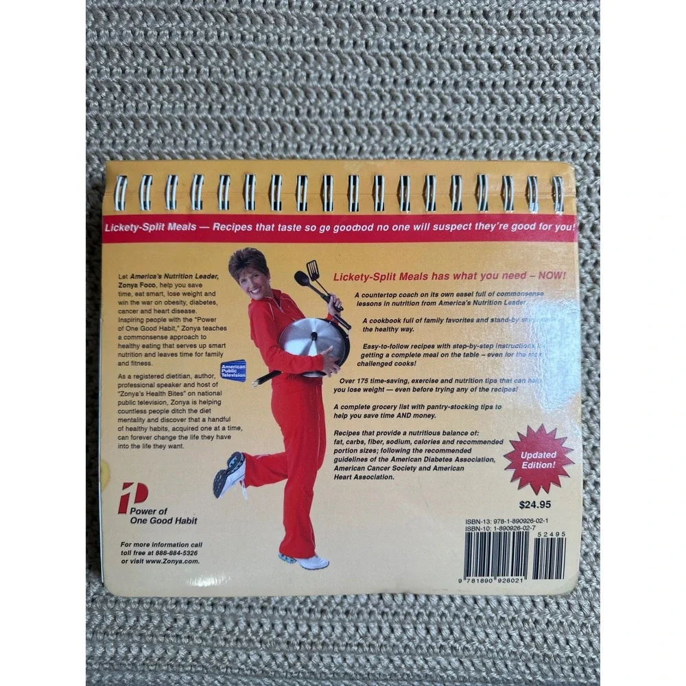 Zonya Foco Lickety-Split Meals Cookbook and Water with Lemon Health Novel Set